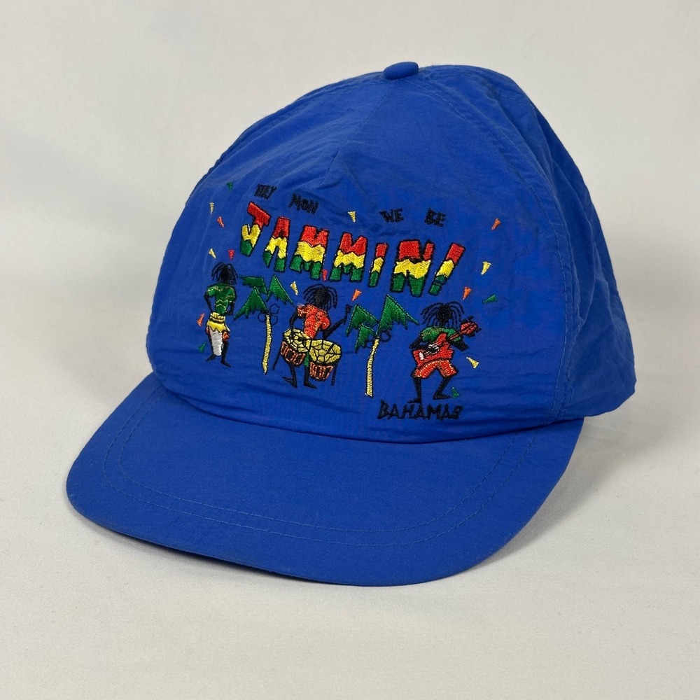 Vintage We Be Jammin Bahamas Hat Mens OS Blue Nylon Snapback Dorsett Tee's Cap
